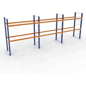 Schulte Lagertechnik Palettenregal, Grundregal, B 8444 x T 1100 x H 3000 mm, 4 Ebenen, Palettengewicht bis 1000 kg, Feldlast 9000 kg, blau/orange Schulte Lagertechnik Palettenregal, Grundregal, B 8444 x T 1100 x H 3000 mm, 4 Ebenen, Palettengewicht bis 1000 kg, Feldlast 9000 kg, blau/orange