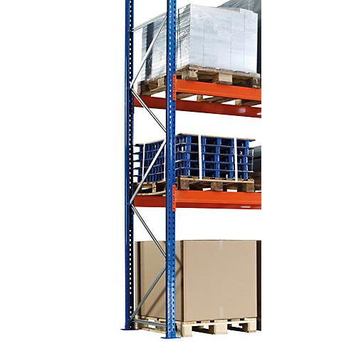 Schulte Lagertechnik Palettenregal-Ständerrahmen S625-A18, unmontiert, T 1100 x H 8500 mm, Stützenbreite 100 mm, blau/verzinkt