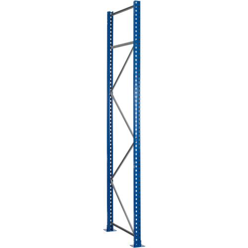 Schulte Lagertechnik Palettenregal-Ständerrahmen S645-B25, unmontiert, T 1100 x H 7500 mm, Stützenbreite 100 mm, blau/verzinkt
