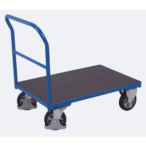 Schwerlastwagen, Stahl/Siebdruckplatte, Enzianblau/Dunkelbraun, L 1025 x B 700 mm, mit Querstrebe, Vollgummi-Rollen mit EasySTOP, bis 1000 kg Schwerlastwagen, Stahl/Siebdruckplatte, Enzianblau/Dunkelbraun, L 1025 x B 700 mm, mit Querstrebe, Vollgummi-Rollen mit EasySTOP, bis 1000 kg