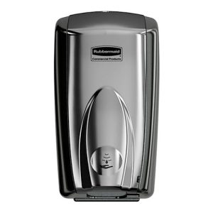 Seifen- & Desinfektionsmittelspender Rubbermaid AutoFoam, sensorgesteuert, 500 ml, L 140 x B 133 x H 253 mm, Kunststoff, schwarz/chrom Seifen- & Desinfektionsmittelspender Rubbermaid AutoFoam, sensorgesteuert, 500 ml, L 140 x B 133 x H 253 mm, Kunststoff, schwarz/chrom