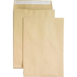 Seitenfaltentaschen, 40 mm, haftklebend, DIN E4, 100 Stück, natronbraun Seitenfaltentaschen, 40 mm, haftklebend, DIN E4, 100 Stück, natronbraun