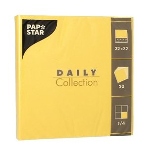 Servietten Papstar ‚Daily Collection‘, mit ¼-Falz, 320 x 320 mm, 20 Stück, gelb Servietten Papstar ‚Daily Collection‘, mit ¼-Falz, 320 x 320 mm, 20 Stück, gelb