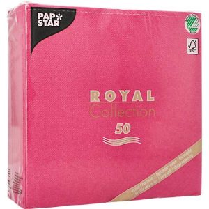 Servietten Papstar Royal Collection, 5 x 50 Stück, 1/4-Falz, Stoffoptik, 400 x 400 mm, Papier, fuchsia Servietten Papstar Royal Collection, 5 x 50 Stück, 1/4-Falz, Stoffoptik, 400 x 400 mm, Papier, fuchsia