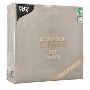Servietten Papstar Royal Collection, 5 x 50 Stück, 1/4-Falz, Stoffoptik, 400 x 400 mm, Papier, grau Servietten Papstar Royal Collection, 5 x 50 Stück, 1/4-Falz, Stoffoptik, 400 x 400 mm, Papier, grau