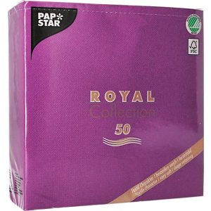 Servietten Papstar Royal Collection, 5 x 50 Stück, 1/4-Falz, Stoffoptik, 400 x 400 mm, Papier, lila Servietten Papstar Royal Collection, 5 x 50 Stück, 1/4-Falz, Stoffoptik, 400 x 400 mm, Papier, lila