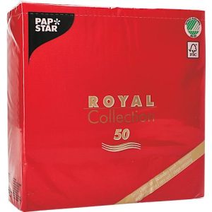 Servietten Papstar Royal Collection, 5 x 50 Stück, 1/4-Falz, Stoffoptik, 400 x 400 mm, Papier, rot Servietten Papstar Royal Collection, 5 x 50 Stück, 1/4-Falz, Stoffoptik, 400 x 400 mm, Papier, rot