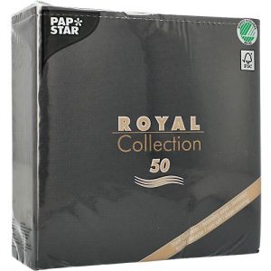 Servietten Papstar Royal Collection, 5 x 50 Stück, 1/4-Falz, Stoffoptik, 400 x 400 mm, Papier, schwarz Servietten Papstar Royal Collection, 5 x 50 Stück, 1/4-Falz, Stoffoptik, 400 x 400 mm, Papier, schwarz