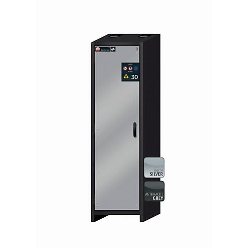 Sicherheitsschrank Typ 30 asecos Q-CLASSIC-30, Flügeltür, Anschlag links, Front asecos Silber, B 564 x T 620 x H 1947 mm
