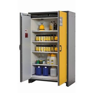 Sicherheitsschrank Typ 30 asecos Q-CLASSIC-30, Flügeltüren, Front Sicherheitsgelb, B 1164 x T 620 x H 1947 mm Sicherheitsschrank Typ 30 asecos Q-CLASSIC-30, Flügeltüren, Front Sicherheitsgelb, B 1164 x T 620 x H 1947 mm