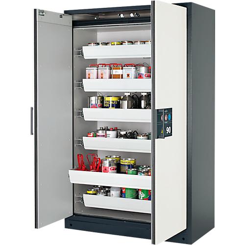 Sicherheitsschrank Typ 90 Asecos Q-CLASSIC-90, B 1200 mm, 6 Auszüge reinweiß