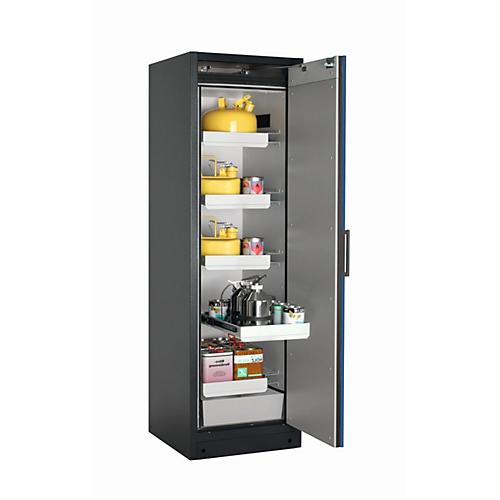 Sicherheitsschrank Typ 90 asecos Q-CLASSIC-90, Flügeltür, Anschlag rechts, Front Enzianblau, B 599 x T 615 x H 1953 mm