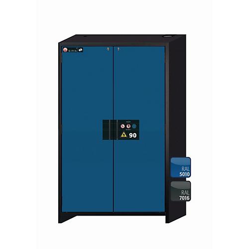 Sicherheitsschrank Typ 90 asecos Q-CLASSIC-90, Flügeltüren, Front Enzianblau, B 1193 x T 615 x H 1953 mm