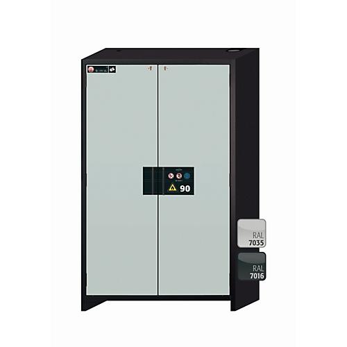 Sicherheitsschrank Typ 90 asecos Q-CLASSIC-90, Flügeltüren, Front Lichtgrau, B 1193 x T 615 x H 1953 mm