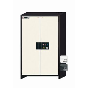 Sicherheitsschrank Typ 90 asecos Q-CLASSIC-90, Flügeltüren, Front Reinweiß, B 1193 x T 615 x H 1953 mm Sicherheitsschrank Typ 90 asecos Q-CLASSIC-90, Flügeltüren, Front Reinweiß, B 1193 x T 615 x H 1953 mm