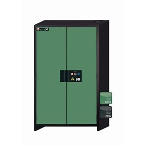 Sicherheitsschrank Typ 90 asecos Q-CLASSIC-90, Flügeltüren, Front Resedagrün, B 1193 x T 615 x H 1953 mm Sicherheitsschrank Typ 90 asecos Q-CLASSIC-90, Flügeltüren, Front Resedagrün, B 1193 x T 615 x H 1953 mm