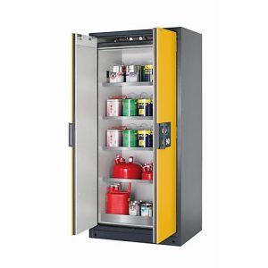 Sicherheitsschrank Typ 90 asecos Q-CLASSIC-90, Flügeltüren, Front Sicherheitsgelb, B 893 x T 615 x H 1953 mm Sicherheitsschrank Typ 90 asecos Q-CLASSIC-90, Flügeltüren, Front Sicherheitsgelb, B 893 x T 615 x H 1953 mm