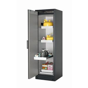 Sicherheitsschrank Typ 90 asecos Q-PEGASUS-90, Flügeltür mit Schließ-Automatik, Anschlag links, Front asecos Silber, B 599 x T 615 x H 1953 mm Sicherheitsschrank Typ 90 asecos Q-PEGASUS-90, Flügeltür mit Schließ-Automatik, Anschlag links, Front asecos Silber, B 599 x T 615 x H 1953 mm