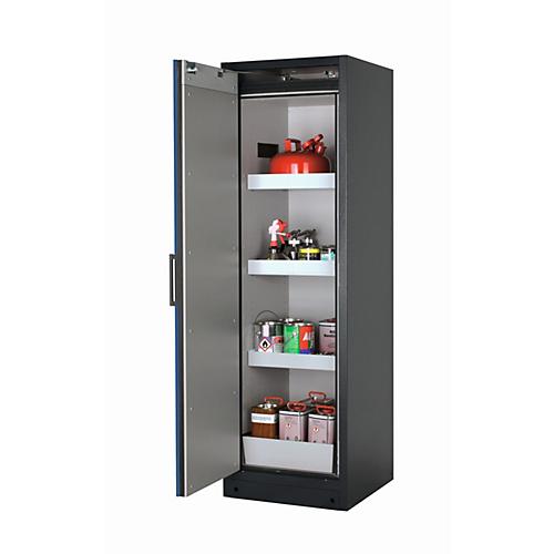 Sicherheitsschrank Typ 90 asecos Q-PEGASUS-90, Flügeltür mit Schließ-Automatik, Anschlag links, Front Enzianblau, B 599 x T 615 x H 1953 mm