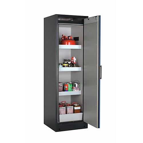 Sicherheitsschrank Typ 90 asecos Q-PEGASUS-90, Flügeltür mit Schließ-Automatik, Anschlag rechts, Front Enzianblau, B 599 x T 615 x H 1953 mm