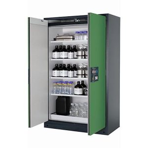 Sicherheitsschrank Typ 90 asecos Q-PEGASUS-90, Flügeltüren mit Schließ-Automatik, Einhandbedienung, Front Resedagrün, B 1193 x T 615 x H 1953 mm Sicherheitsschrank Typ 90 asecos Q-PEGASUS-90, Flügeltüren mit Schließ-Automatik, Einhandbedienung, Front Resedagrün, B 1193 x T 615 x H 1953 mm
