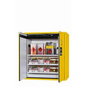 Sicherheitsschrank Typ 90 asecos S-PEGASUS-90, Flügeltüren mit Schließ-Automatik, Einhandbedienung, Front Sicherheitsgelb, B 1196 x T 616 x H 1298 mm Sicherheitsschrank Typ 90 asecos S-PEGASUS-90, Flügeltüren mit Schließ-Automatik, Einhandbedienung, Front Sicherheitsgelb, B 1196 x T 616 x H 1298 mm
