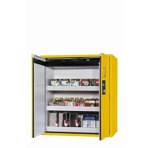 Sicherheitsschrank Typ 90 asecos S-PEGASUS-90, Flügeltüren mit Schließ-Automatik, Einhandbedienung, Front Sicherheitsgelb, B 1196 x T 616 x H 1298 mm Sicherheitsschrank Typ 90 asecos S-PEGASUS-90, Flügeltüren mit Schließ-Automatik, Einhandbedienung, Front Sicherheitsgelb, B 1196 x T 616 x H 1298 mm