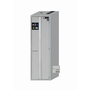 Sicherheitsschrank Typ 90 asecos S-PHOENIX-90, Falttür mit Türfeststellanlage, Anschlag rechts, Front Lichtgrau, B 596 x T 749 x H 1968 mm Sicherheitsschrank Typ 90 asecos S-PHOENIX-90, Falttür mit Türfeststellanlage, Anschlag rechts, Front Lichtgrau, B 596 x T 749 x H 1968 mm