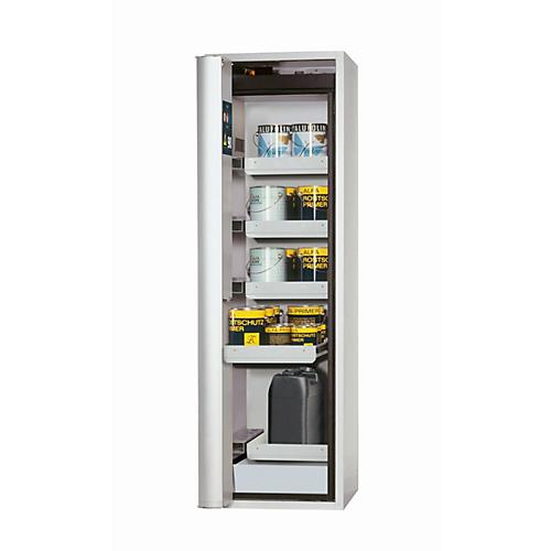 Sicherheitsschrank Typ 90 asecos S-PHOENIX Vol.2-90, Falttür mit Schließ-Automatik, Anschlag links, Front Lichtgrau, B 596 x T 616 x H 1968 mm
