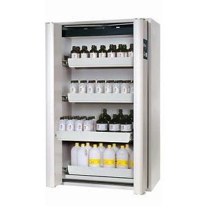 Sicherheitsschrank Typ 90 asecos S-PHOENIX Vol.2-90, Falttüren mit Einhand- und Schließ-Automatik, Front Lichtgrau, B 1196 x T 616 x H 1968 mm Sicherheitsschrank Typ 90 asecos S-PHOENIX Vol.2-90, Falttüren mit Einhand- und Schließ-Automatik, Front Lichtgrau, B 1196 x T 616 x H 1968 mm
