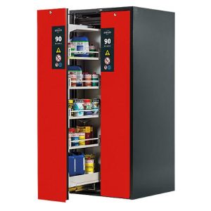 Sicherheitsschrank Typ 90 Asecos V-MOVE-90, 2 Vertikalauszüge, Anthrazitgrau/Verkehrsrot Sicherheitsschrank Typ 90 Asecos V-MOVE-90, 2 Vertikalauszüge, Anthrazitgrau/Verkehrsrot