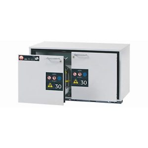Sicherheitsunterbauschrank Typ 30 asecos UB-S-30, 2 Schubladen, Front Lichtgrau, B 1102 x T 574 x H 600 mm Sicherheitsunterbauschrank Typ 30 asecos UB-S-30, 2 Schubladen, Front Lichtgrau, B 1102 x T 574 x H 600 mm