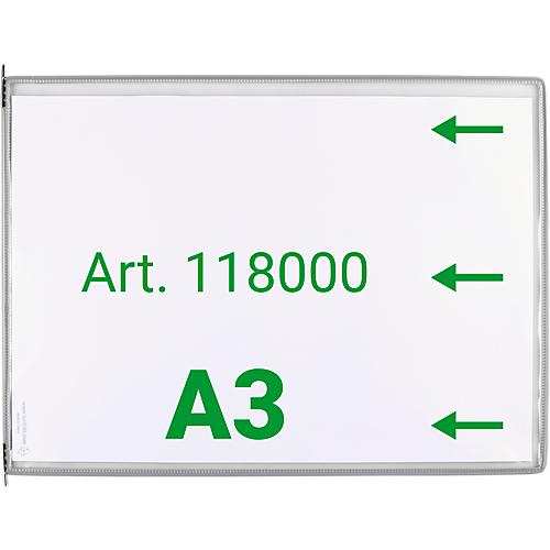 Sichttafel Tarifold DIN A3 quer, 10 St., alle Trägersysteme, Metalldrehzapfen, grau