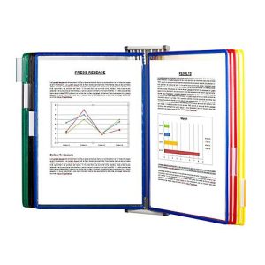 Sichttafelsystem Tarifold, A3, Stahlblech, lichtgrau, inkl. 10 Drehzapfentafeln, farbig sortiert Sichttafelsystem Tarifold, A3, Stahlblech, lichtgrau, inkl. 10 Drehzapfentafeln, farbig sortiert