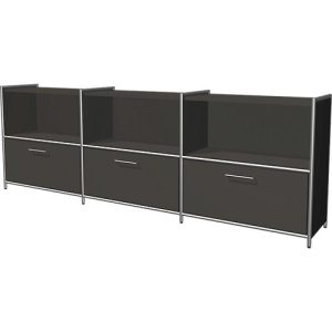 Sideboard Toledo, mit Sichtrückwand, 3 Schübe, 3 Fächer, 2 OH, B 2360 x T 380 mm, anthrazit Sideboard Toledo, mit Sichtrückwand, 3 Schübe, 3 Fächer, 2 OH, B 2360 x T 380 mm, anthrazit