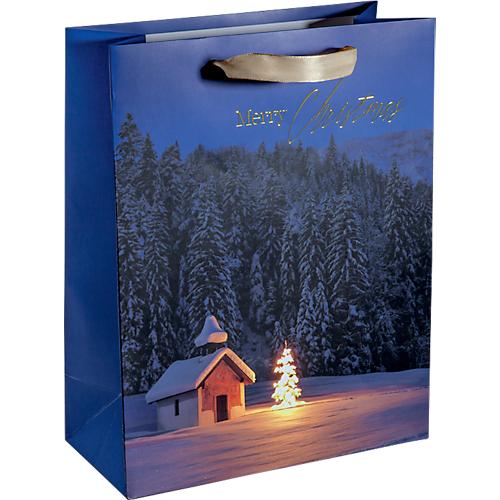 Sigel Geschenktasche 'Christmas Chapel', mit Folienveredelung, FSC Mix, B 260 x H 330 x T 120 mm, 5 Stück