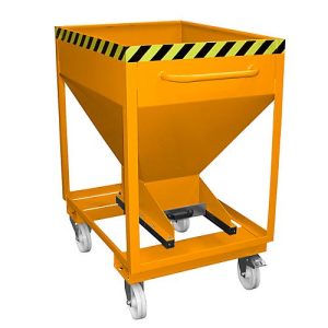 Silobehälter Typ SRE-D 375, mit Einfahrtaschen und Rädern, lackiert, orange Silobehälter Typ SRE-D 375, mit Einfahrtaschen und Rädern, lackiert, orange
