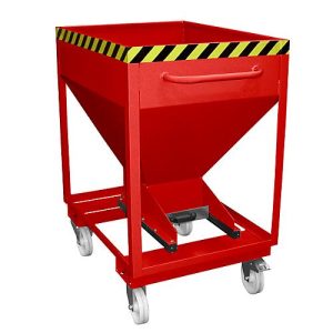 Silobehälter Typ SRE-D 375, mit Einfahrtaschen und Rädern, lackiert, rot Silobehälter Typ SRE-D 375, mit Einfahrtaschen und Rädern, lackiert, rot