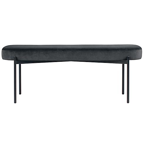 Sitzbank easyChair® by Paperflow GAIA, oval L, Samtbezug anthrazit, 4-Fußgestell mattschwarz, B 1180 x T 420 x H 455 mm