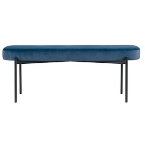 Sitzbank easyChair® by Paperflow GAIA, oval L, Samtbezug blau, 4-Fußgestell mattschwarz, B 1180 x T 420 x H 455 mm Sitzbank easyChair® by Paperflow GAIA, oval L, Samtbezug blau, 4-Fußgestell mattschwarz, B 1180 x T 420 x H 455 mm