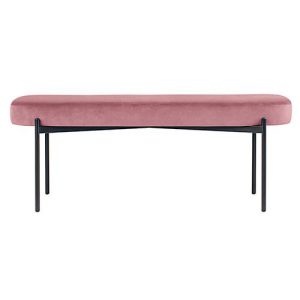Sitzbank easyChair® by Paperflow GAIA, oval L, Samtbezug rosé, 4-Fußgestell mattschwarz, B 1180 x T 420 x H 455 mm Sitzbank easyChair® by Paperflow GAIA, oval L, Samtbezug rosé, 4-Fußgestell mattschwarz, B 1180 x T 420 x H 455 mm