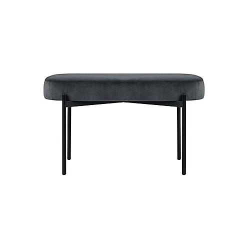 Sitzbank easyChair® by Paperflow GAIA, oval M, Samtbezug anthrazit, 4-Fußgestell mattschwarz, B 790 x T 420 x H 455 mm