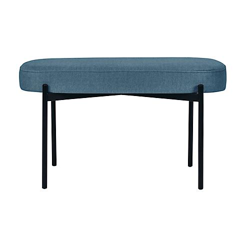 Sitzbank easyChair® by Paperflow GAIA, oval M, Samtbezug blau, 4-Fußgestell mattschwarz, B 790 x T 420 x H 455 mm