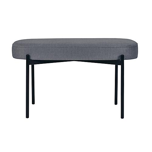 Sitzbank easyChair® by Paperflow GAIA, oval M, Samtbezug grau, 4-Fußgestell mattschwarz, B 790 x T 420 x H 455 mm