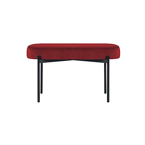 Sitzbank easyChair® by Paperflow GAIA, oval M, Samtbezug rot, 4-Fußgestell mattschwarz, B 790 x T 420 x H 455 mm