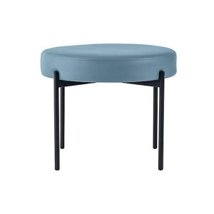 Sitzbank easyChair® by Paperflow GAIA, rund, desinfektionsmittelbeständiger Kunstlederbezug blau, 4-Fußgestell mattschwarz, B 575 x T 575 x H 455 mm Sitzbank easyChair® by Paperflow GAIA, rund, desinfektionsmittelbeständiger Kunstlederbezug blau, 4-Fußgestell mattschwarz, B 575 x T 575 x H 455 mm