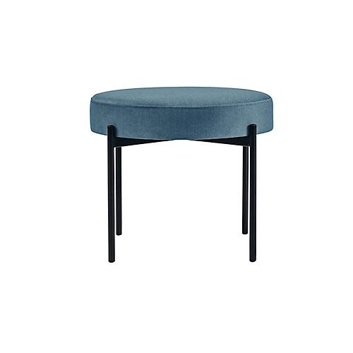 Sitzbank easyChair® by Paperflow GAIA, rund, Samtbezug blau, 4-Fußgestell mattschwarz, B 575 x T 575 x H 455 mm