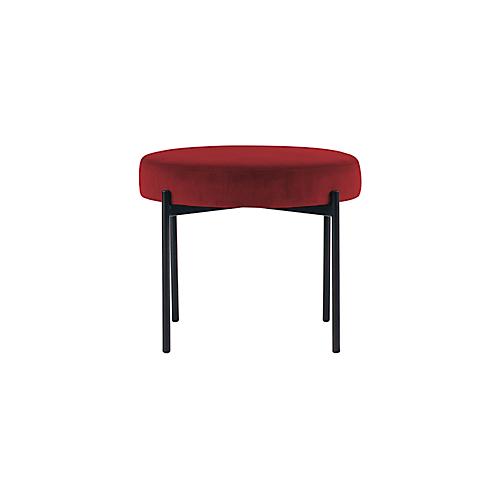 Sitzbank easyChair® by Paperflow GAIA, rund, Samtbezug rot, 4-Fußgestell mattschwarz, B 575 x T 575 x H 455 mm