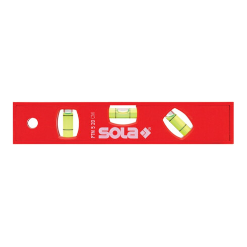 Sola Wasserwaage L.20cm Ku. Magnetstreifen 3Libellen 45GradMessungen