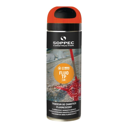 Soppec Markierungsspray FLUO TP 500 ml 9-12 Monate sichtbar für Baustellen orange